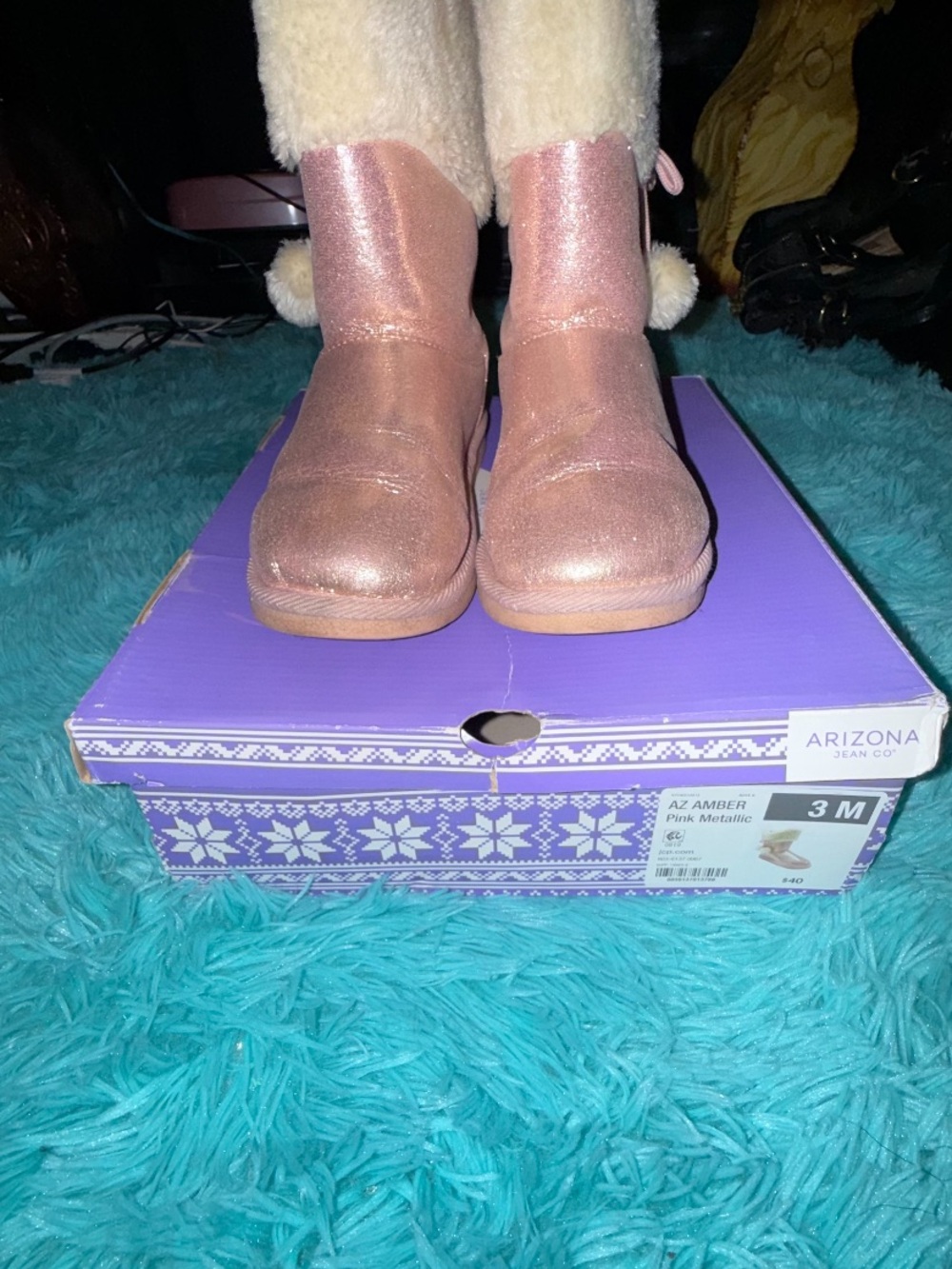 Arizona Amber Pink Metallic Girls Winter Boots